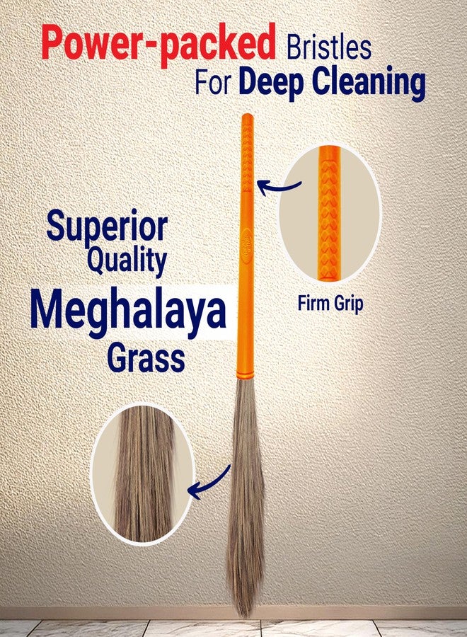Chakaa chak Chakaachak Shakti Grass Broom | Meghalaya Grass Jhadu for Home Cleaning | Long Lasting & Durable Zadu | Fine Dust Remover for Floor & Ceiling | Plastic Handle | Lightweight & Eco-Friendly - Image 2